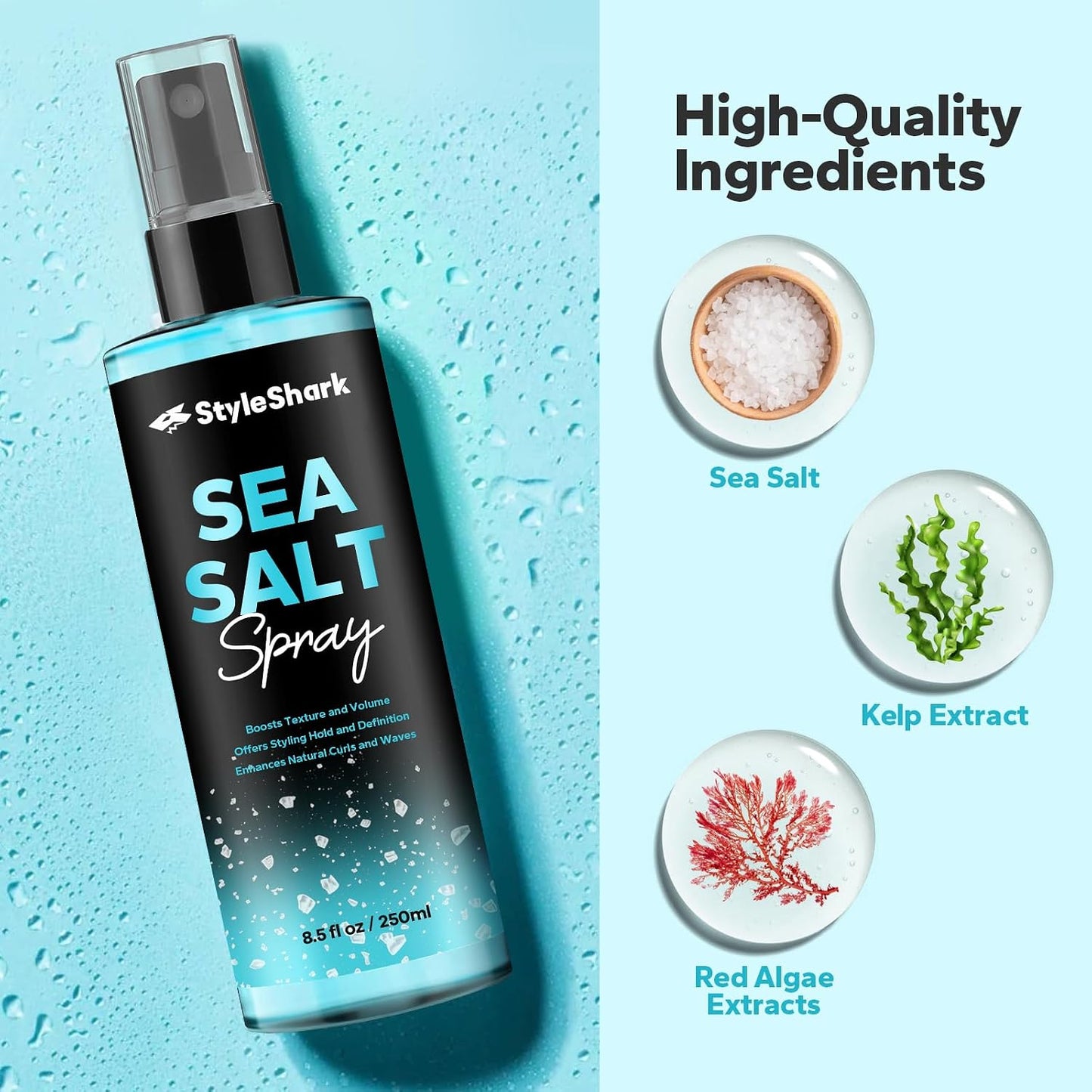 Sea Salt Spray for Hair Men & Women (8.5 Fl Oz), Sea Salt Spray for Men, Beach Wave & Volumizing Texturing Sprays to Add Volume & Texture